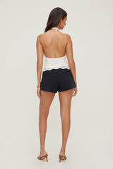 Dynamite Discount | Pleated High Rise A Line Shorts Navy
