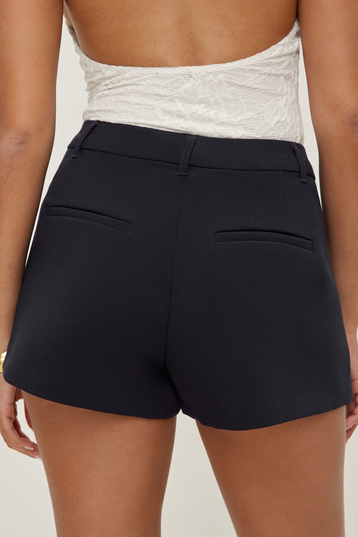 Dynamite Discount | Pleated High Rise A Line Shorts Navy