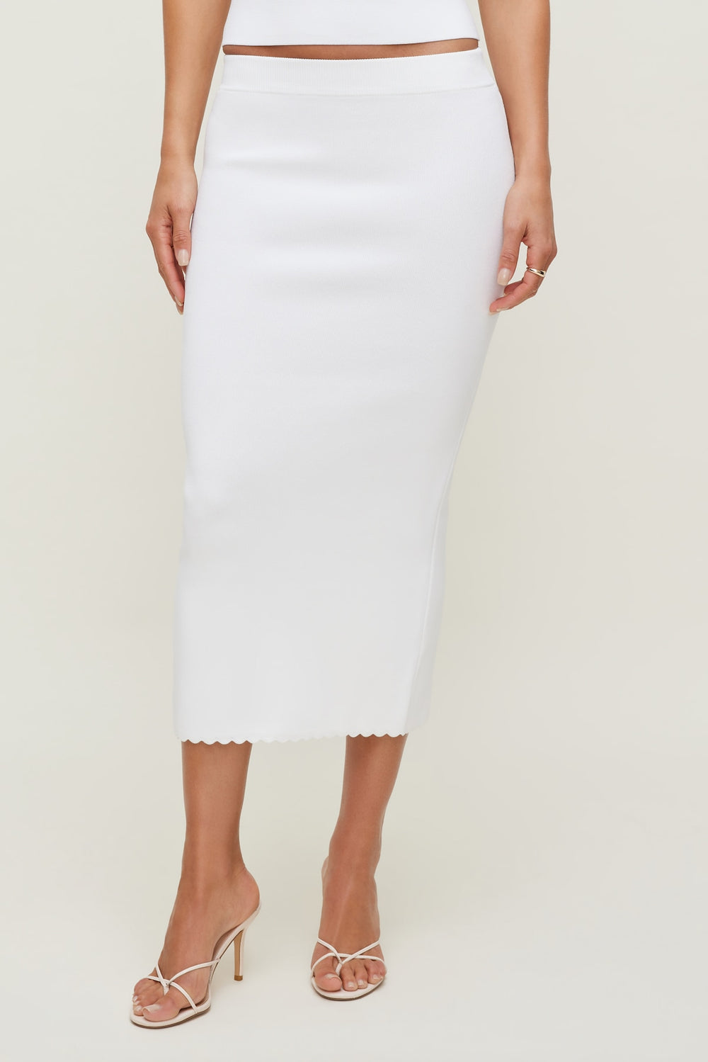 Dynamite Outlet | Scallop Trim Maxi Skirt White