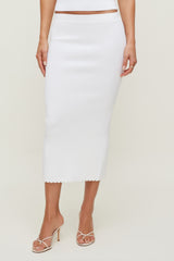 Dynamite Outlet | Scallop Trim Maxi Skirt White