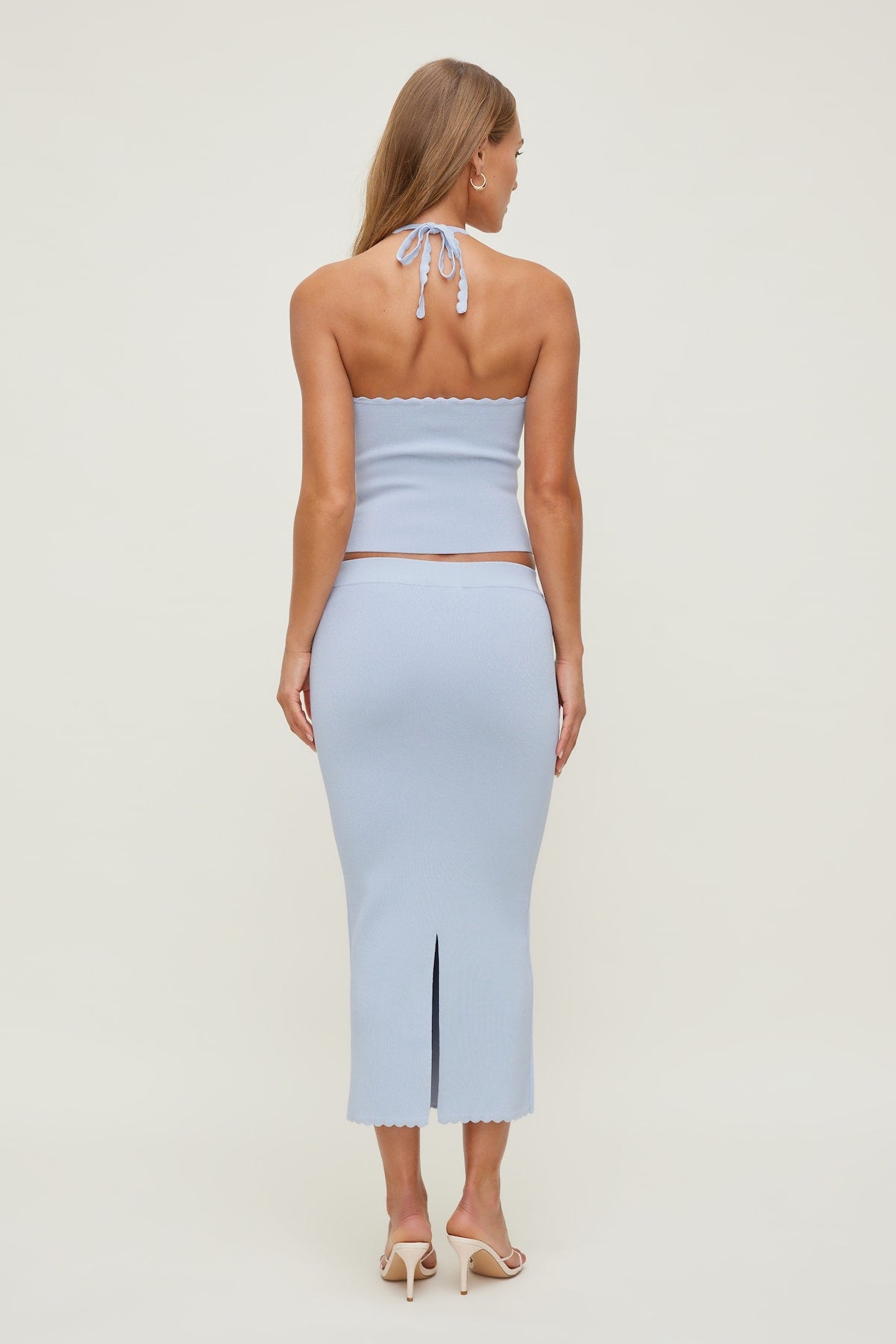 Dynamite Store | Scallop Trim Maxi Skirt Blue