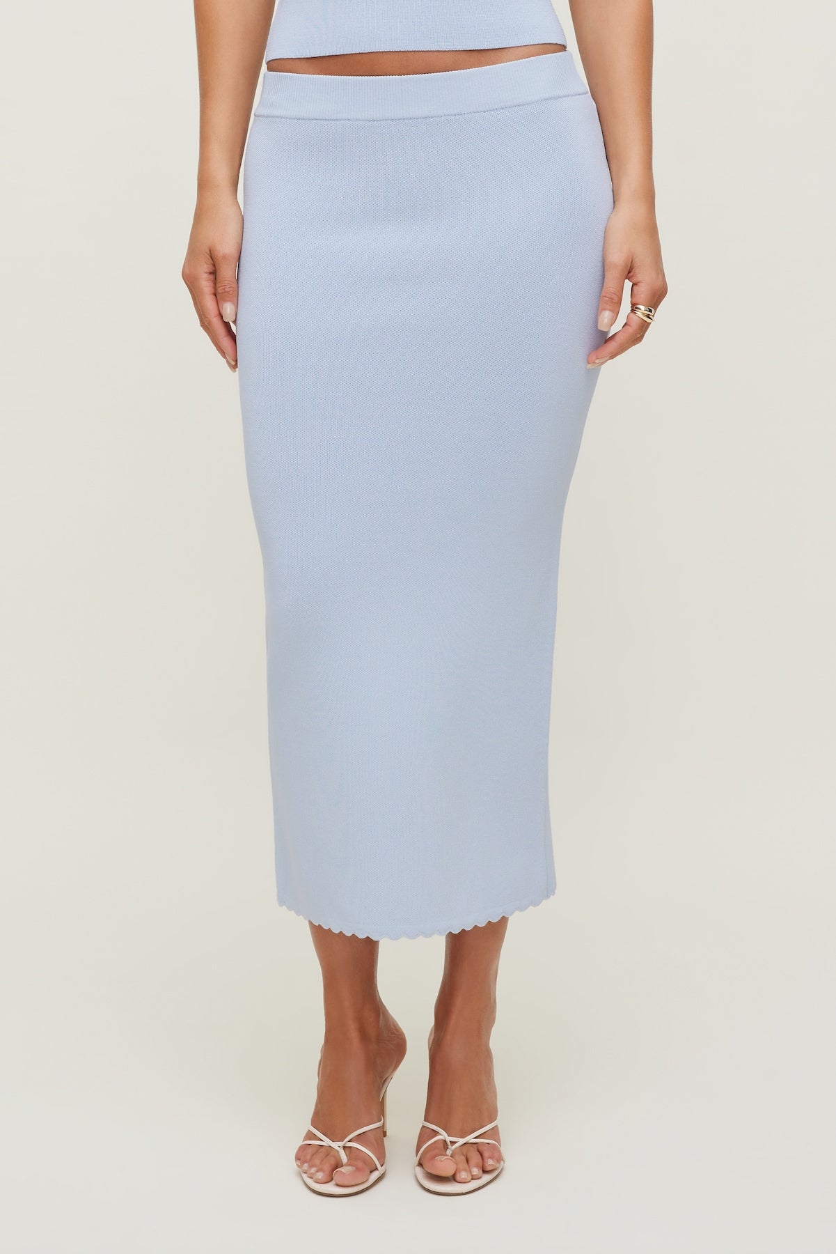 Dynamite Store | Scallop Trim Maxi Skirt Blue