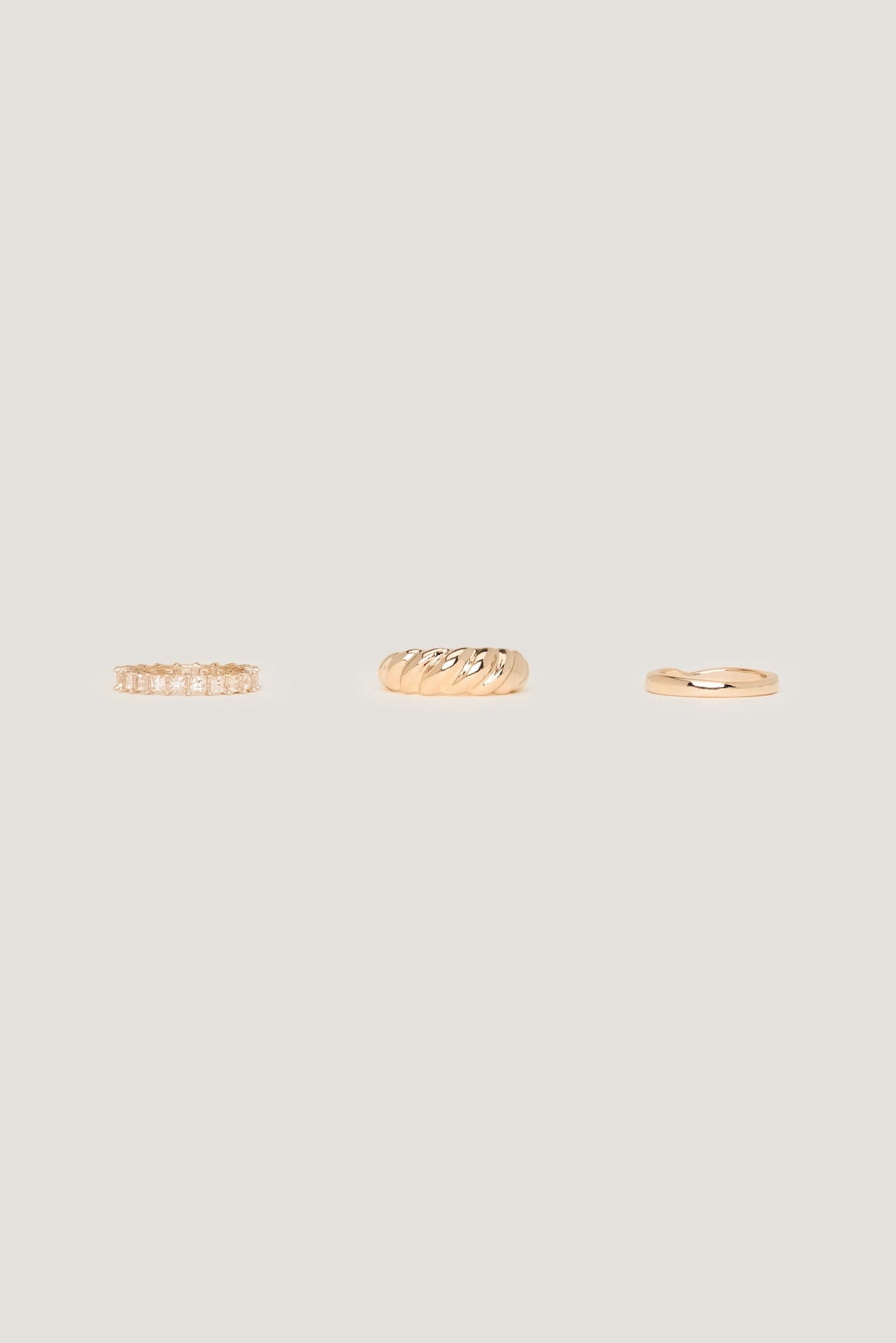 Dynamite Outlets | 3-Pack Eternity & Twisted Rings Yellow
