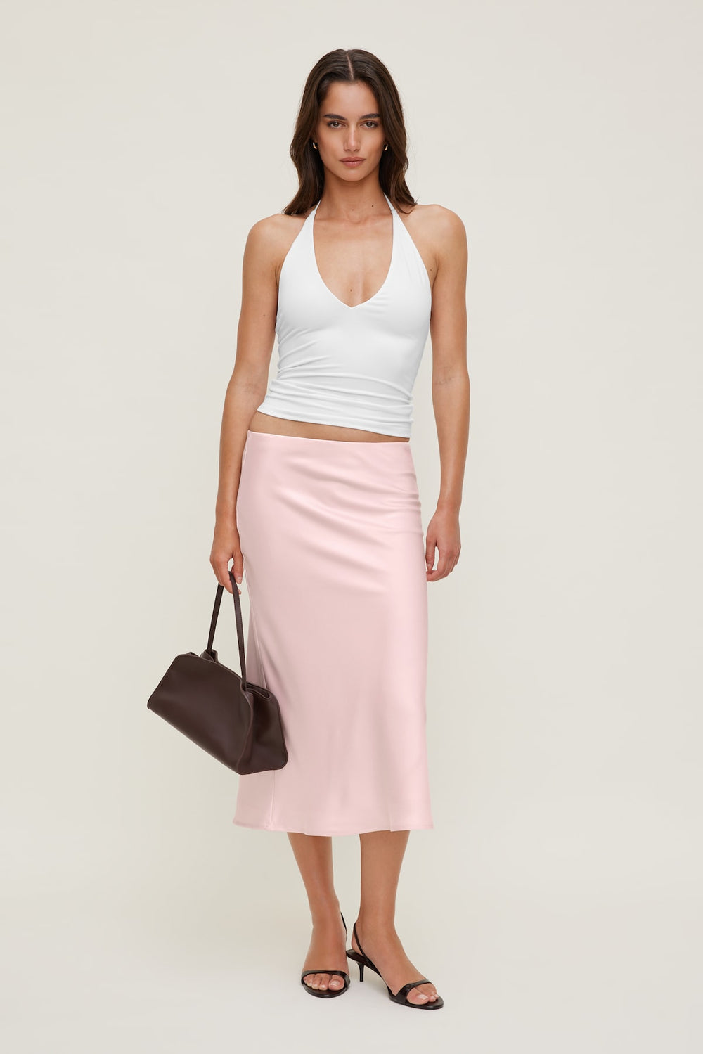 Dynamite Online | Delila Satin Midi Skirt Pink
