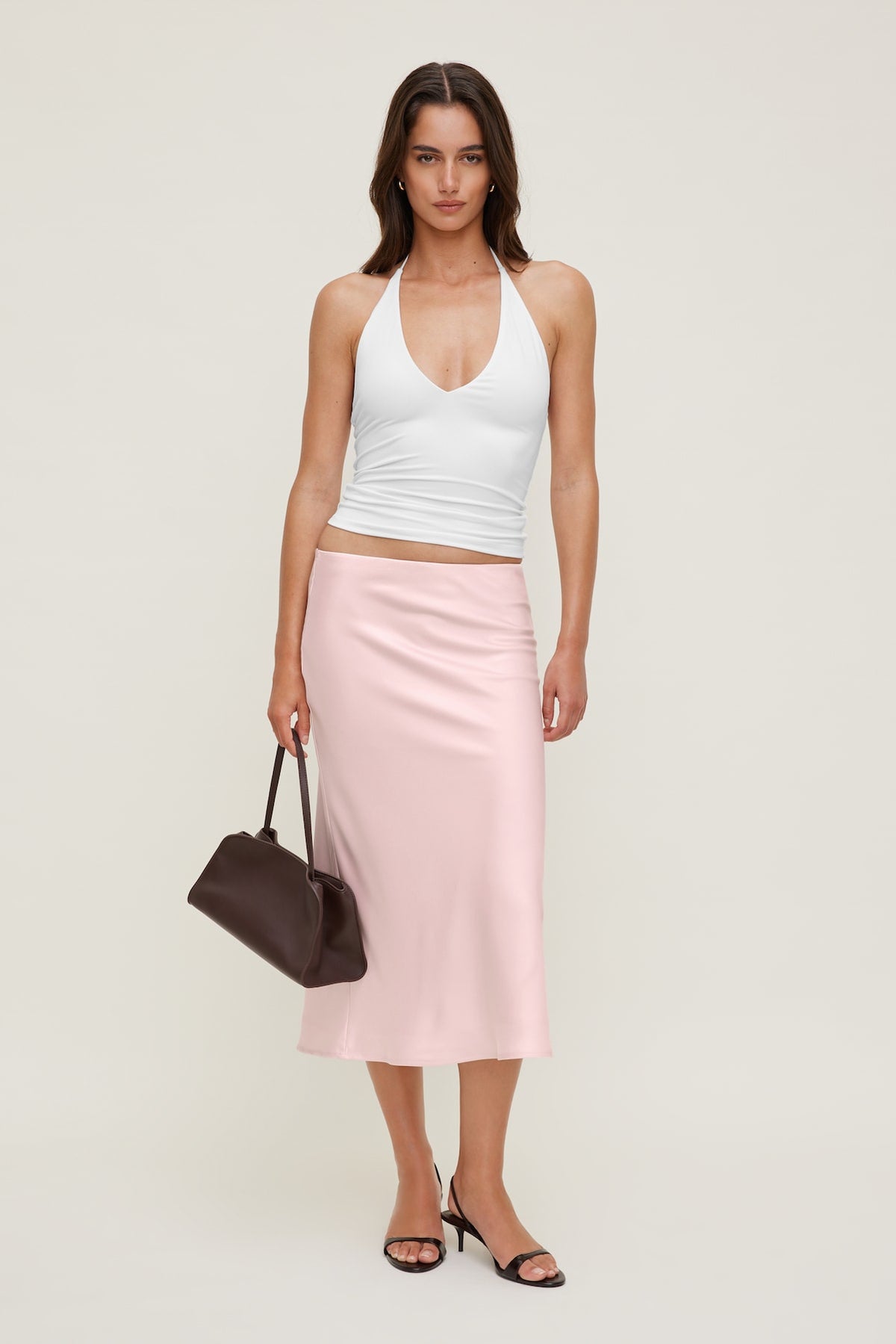 Dynamite Online | Delila Satin Midi Skirt Pink