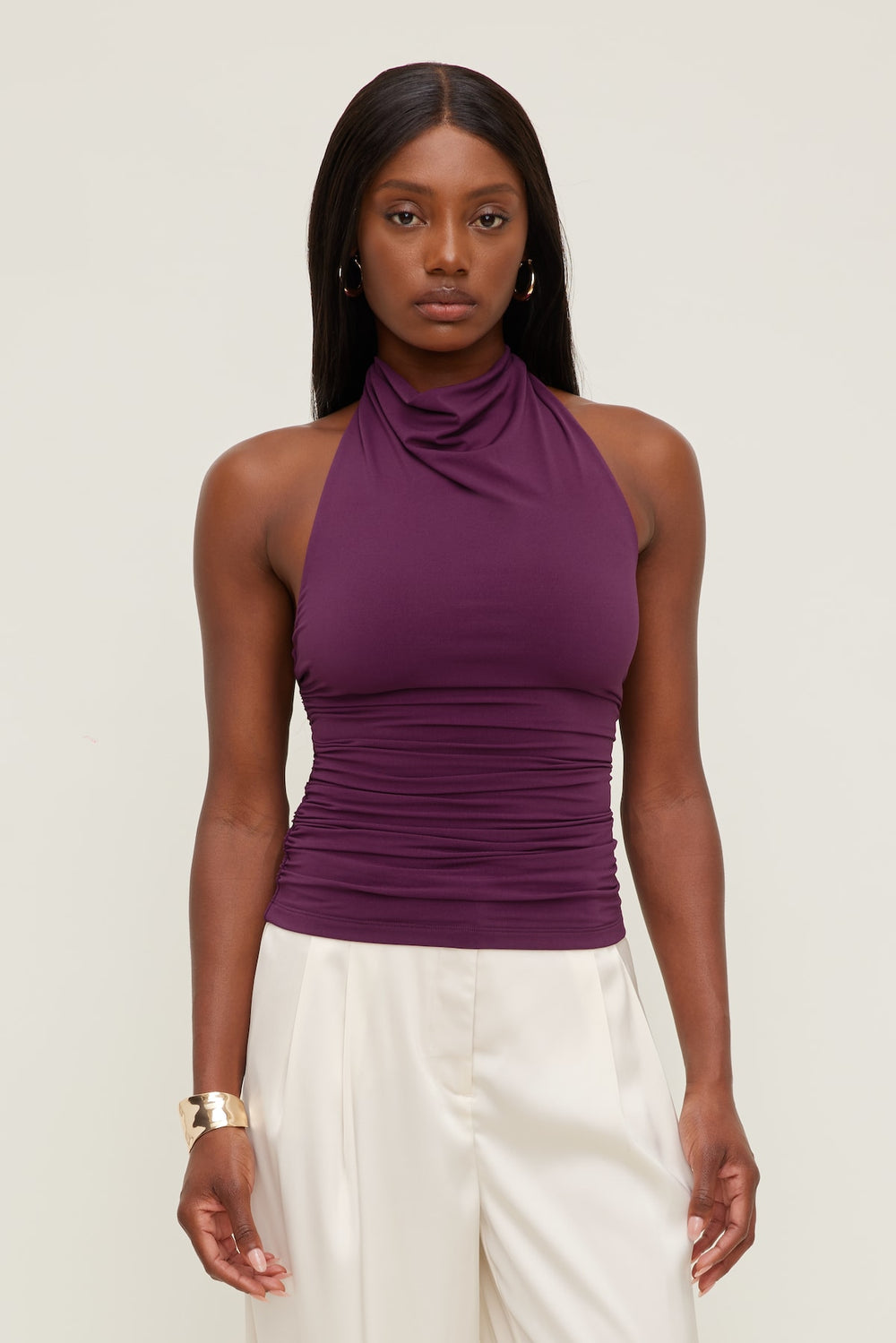 Dynamite US | Sculpt Cowl Halter Top Purple
