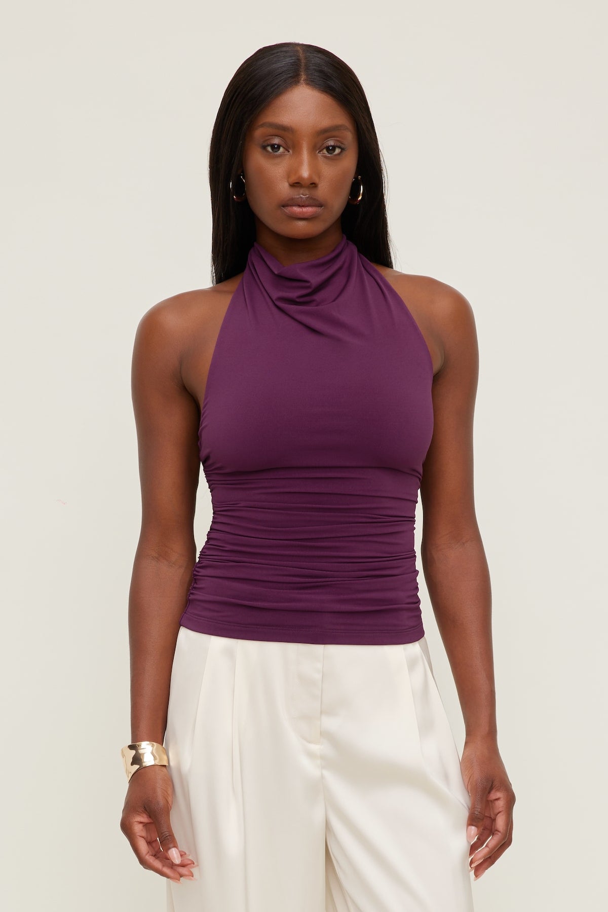 Dynamite US | Sculpt Cowl Halter Top Purple