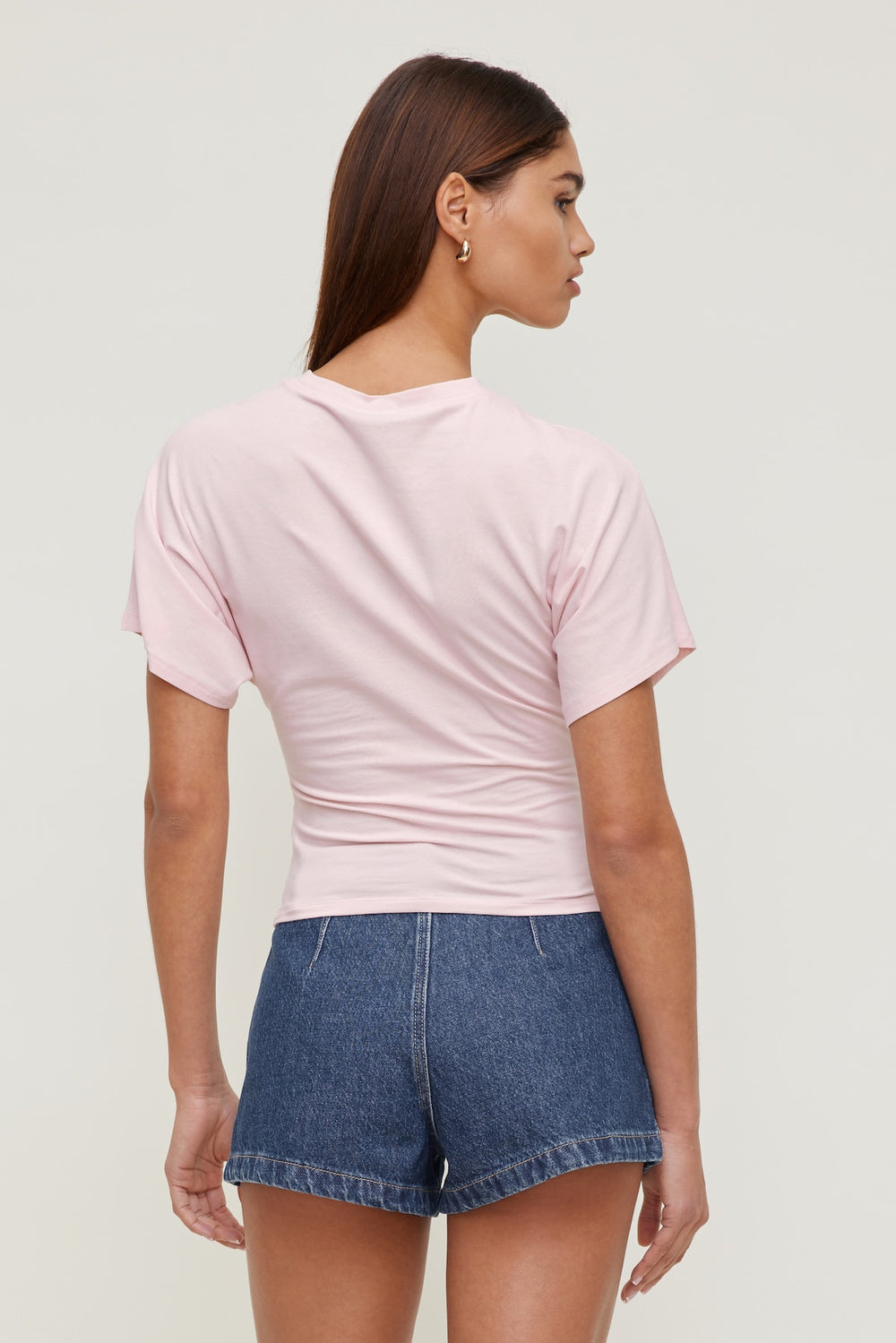 Dynamite Outlet | Andrea Shirred Jersey T Shirt Pink