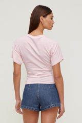 Dynamite Outlet | Andrea Shirred Jersey T Shirt Pink