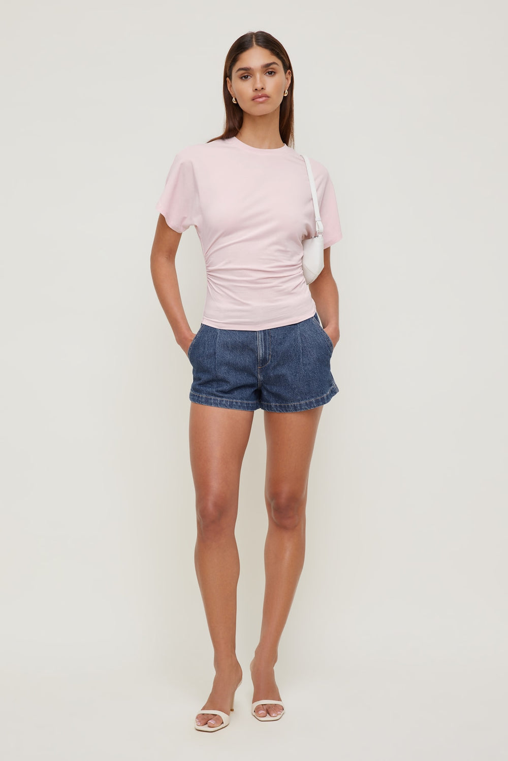 Dynamite Outlet | Andrea Shirred Jersey T Shirt Pink
