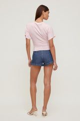 Dynamite Outlet | Andrea Shirred Jersey T Shirt Pink