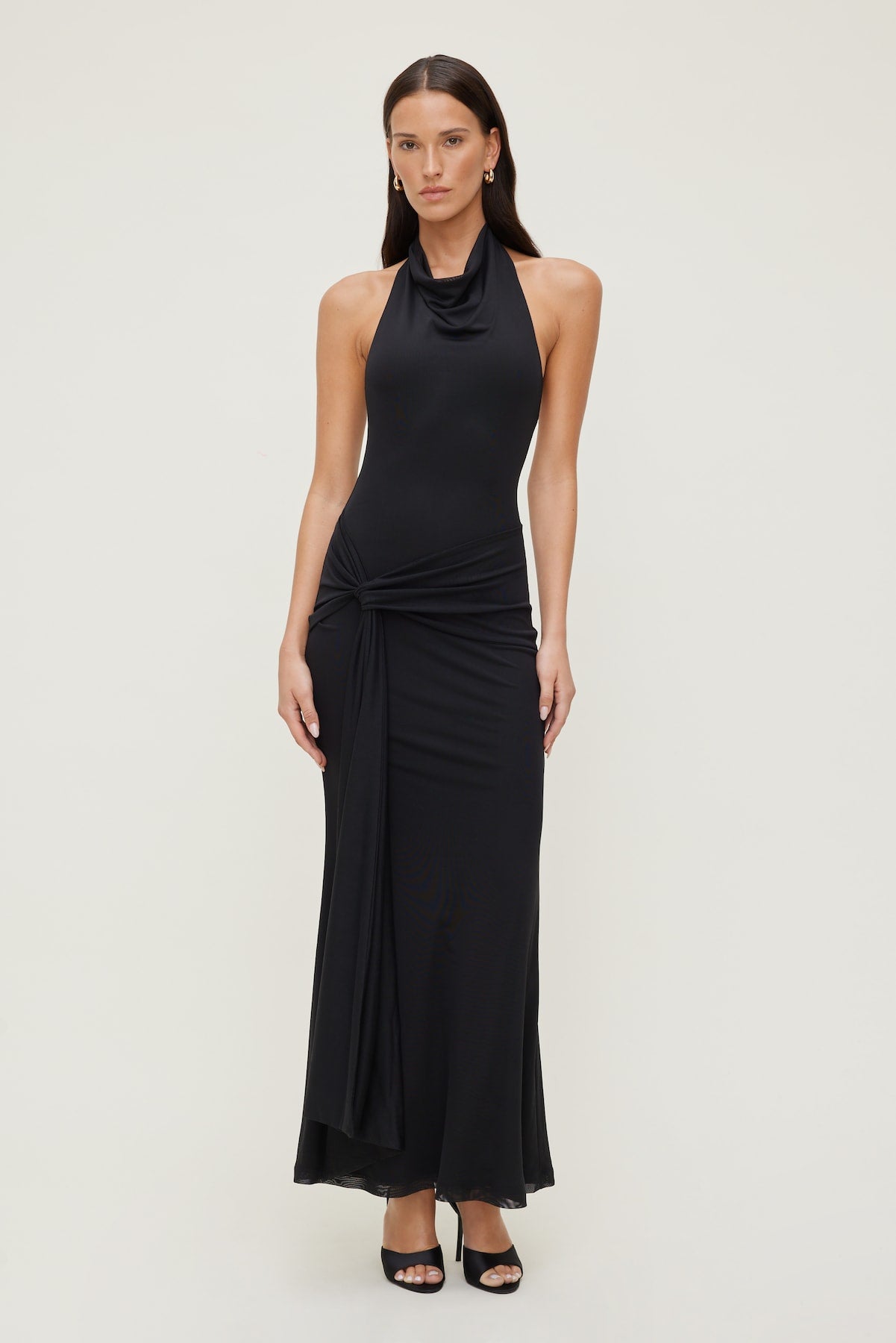 Dynamite Outlets | Scarlet Draped Mesh Maxi Dress Black