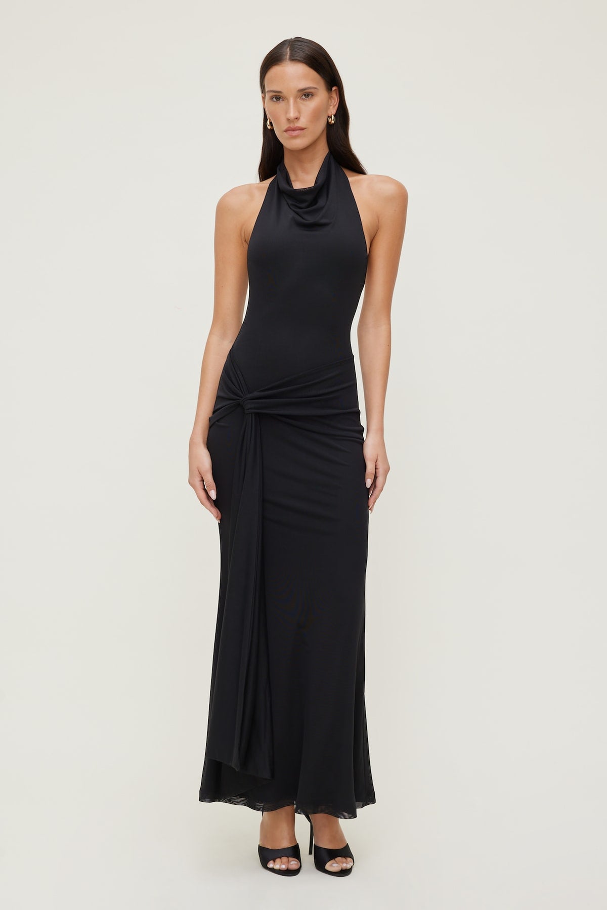 Dynamite Outlets | Scarlet Draped Mesh Maxi Dress Black