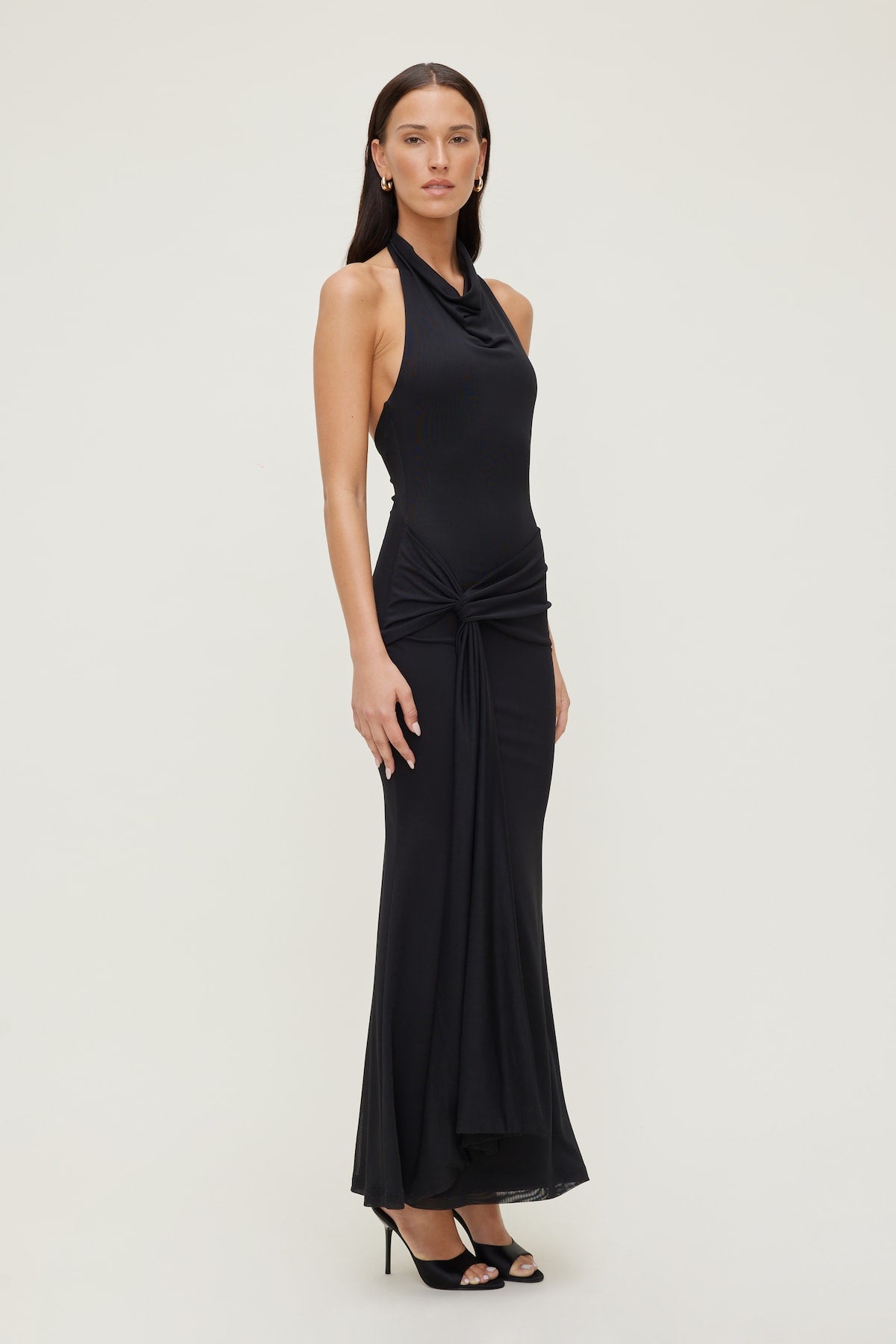 Dynamite Outlets | Scarlet Draped Mesh Maxi Dress Black