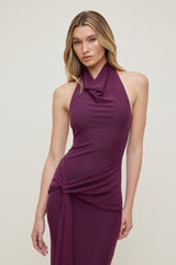 Dynamite On Sale | Scarlet Draped Mesh Maxi Dress PURPLE