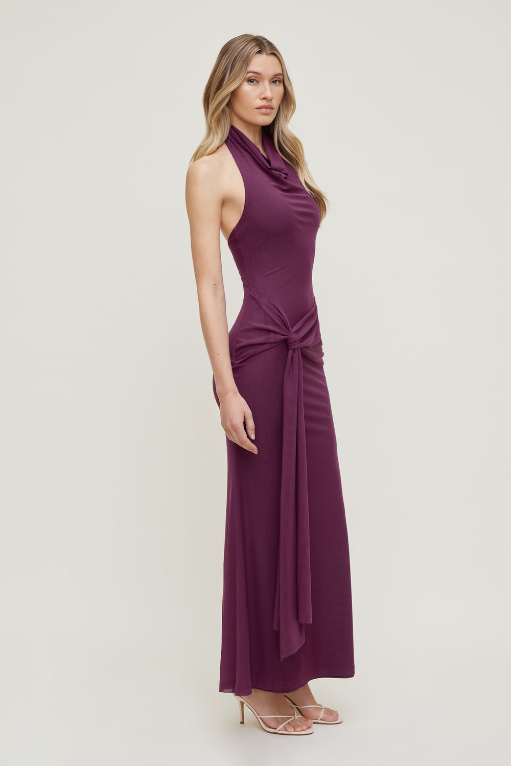 Dynamite On Sale | Scarlet Draped Mesh Maxi Dress PURPLE