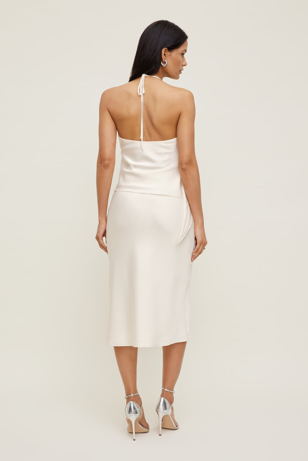 Dynamite Discount | Satin Wrap Halter Top Beige