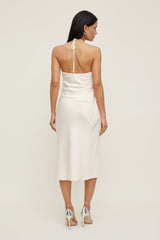 Dynamite Discount | Satin Wrap Halter Top Beige