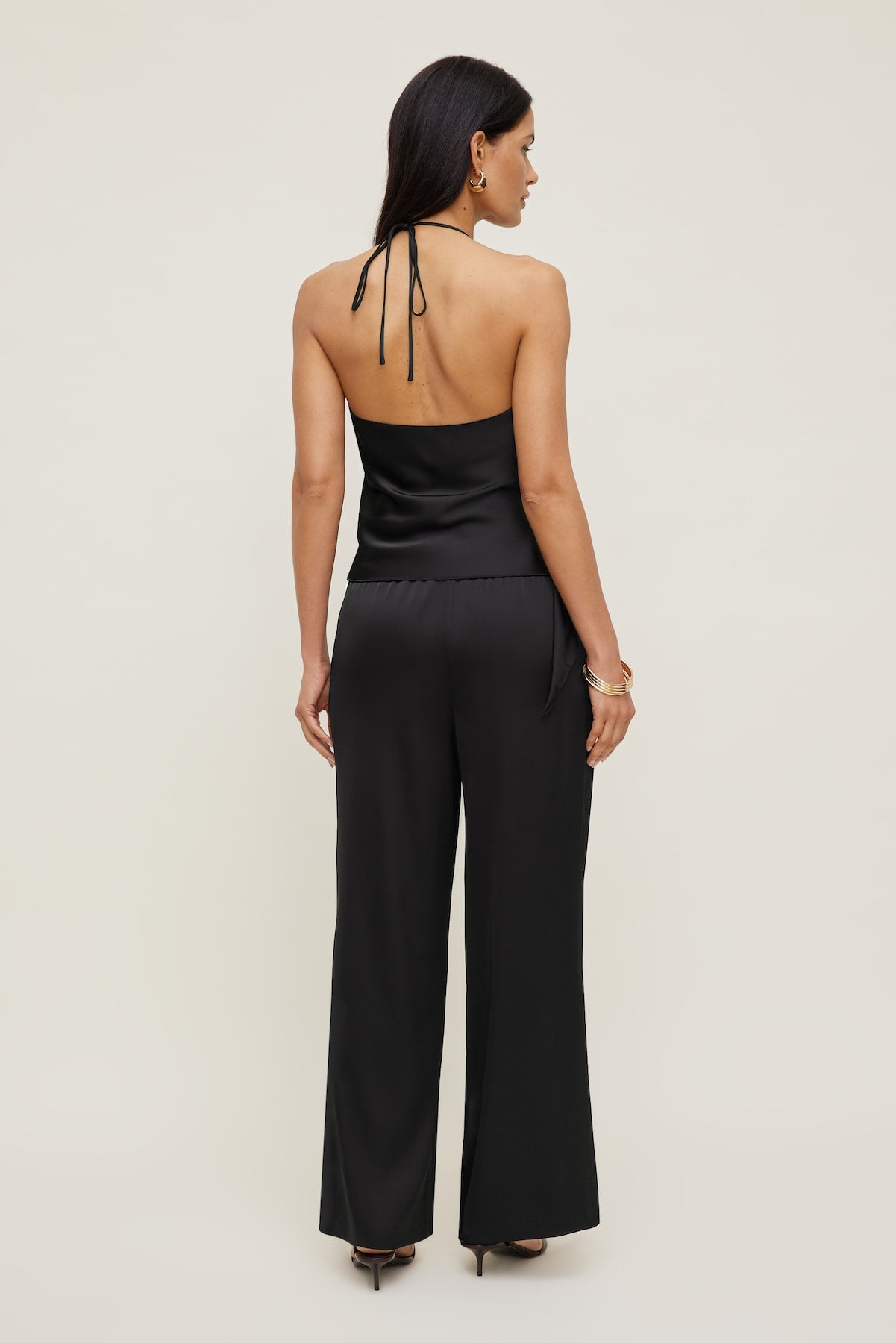 Dynamite Website Shop | Satin Wrap Halter Top Black