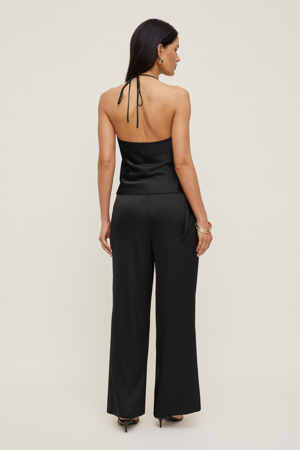 Dynamite Website Shop | Satin Wrap Halter Top Black