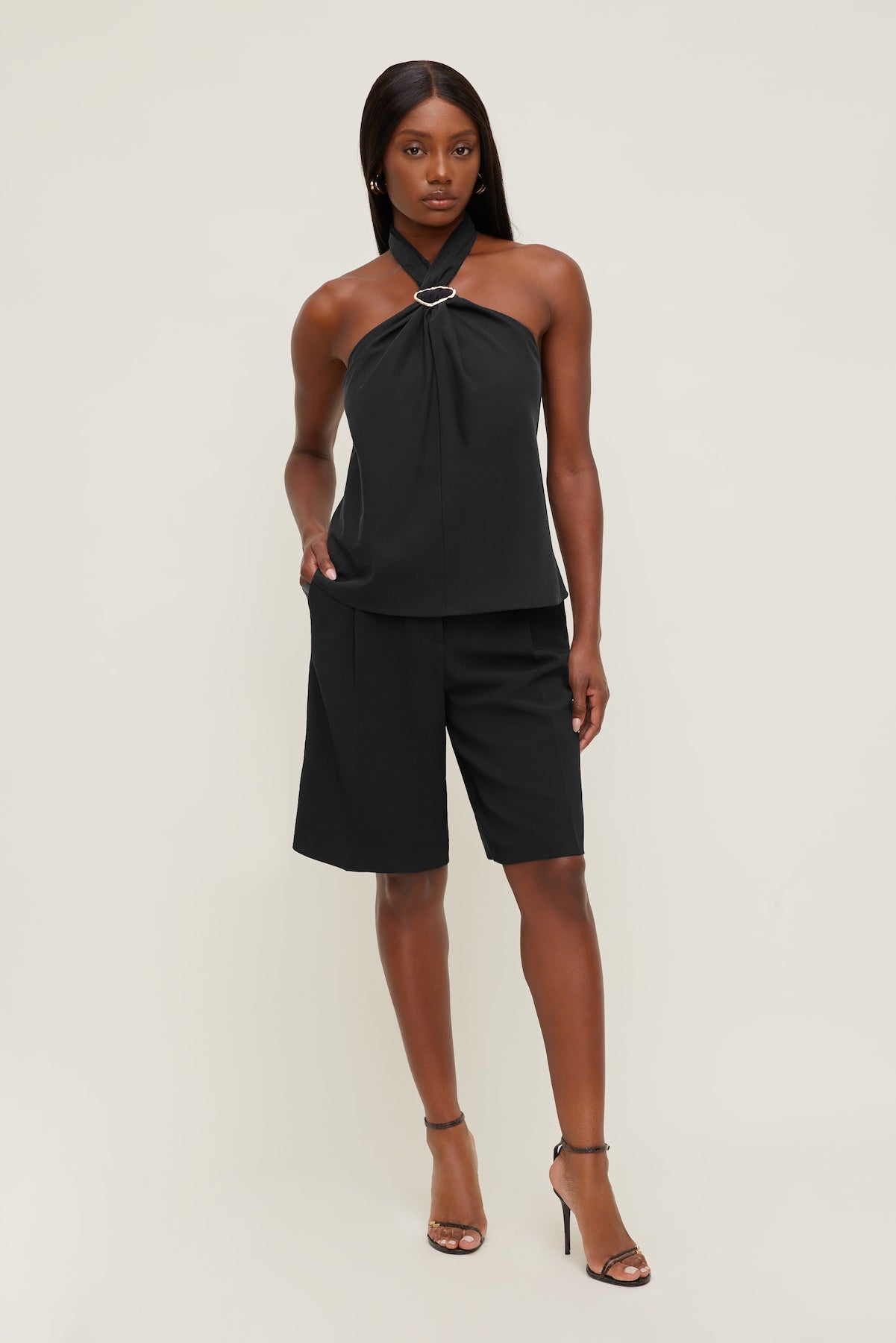Dynamite Online | Buckle Halter Top BLACK