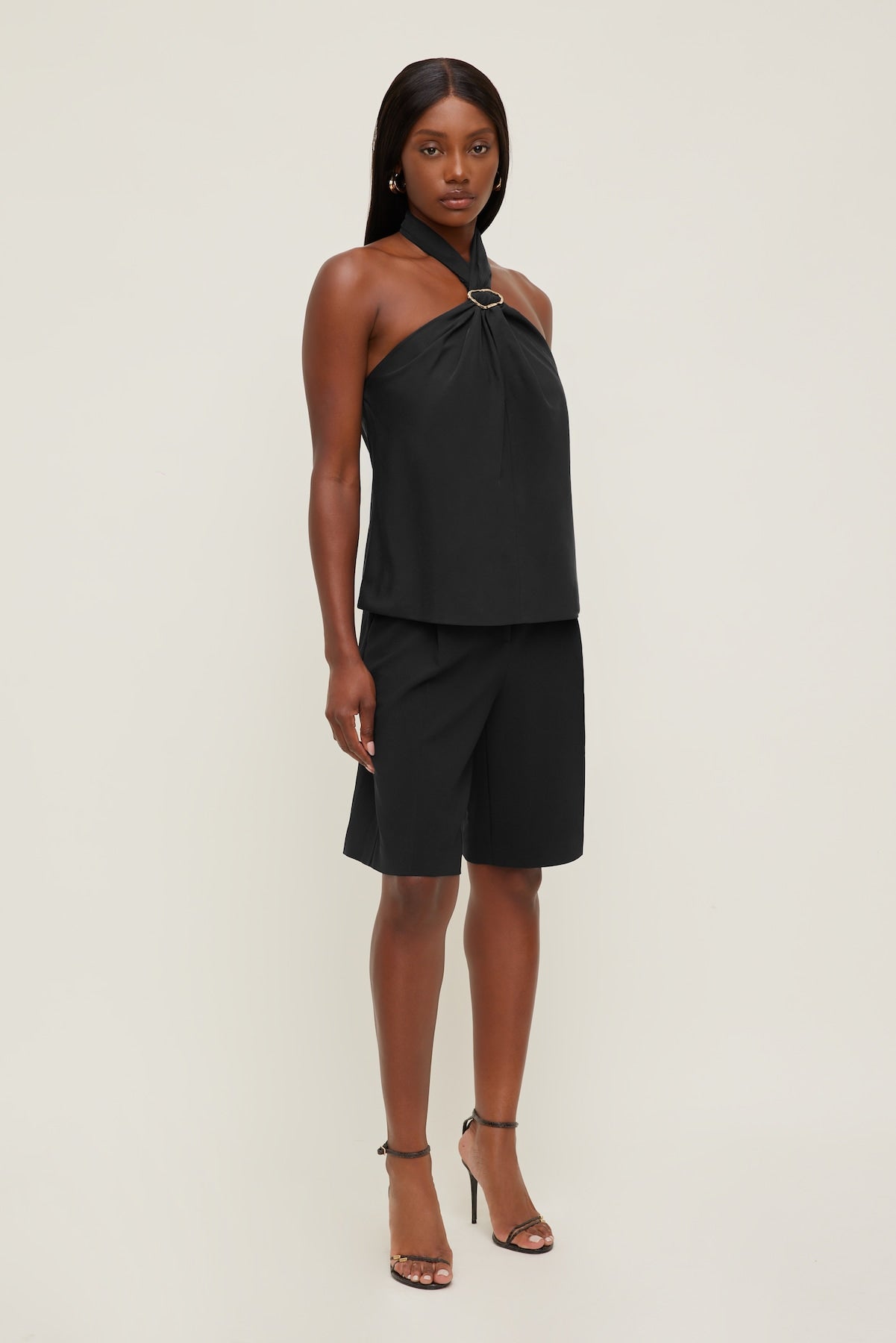 Dynamite Online | Buckle Halter Top BLACK