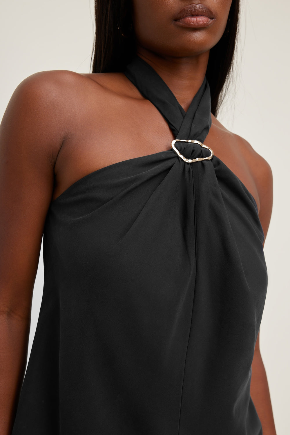 Dynamite Online | Buckle Halter Top BLACK