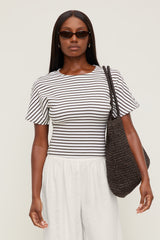Dynamite Outlet | Andrea Striped Cotton T Shirt White