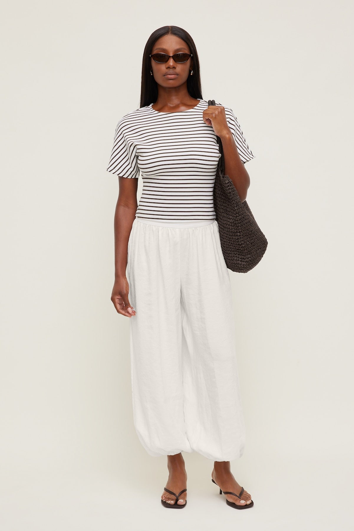 Dynamite Outlet | Andrea Striped Cotton T Shirt White