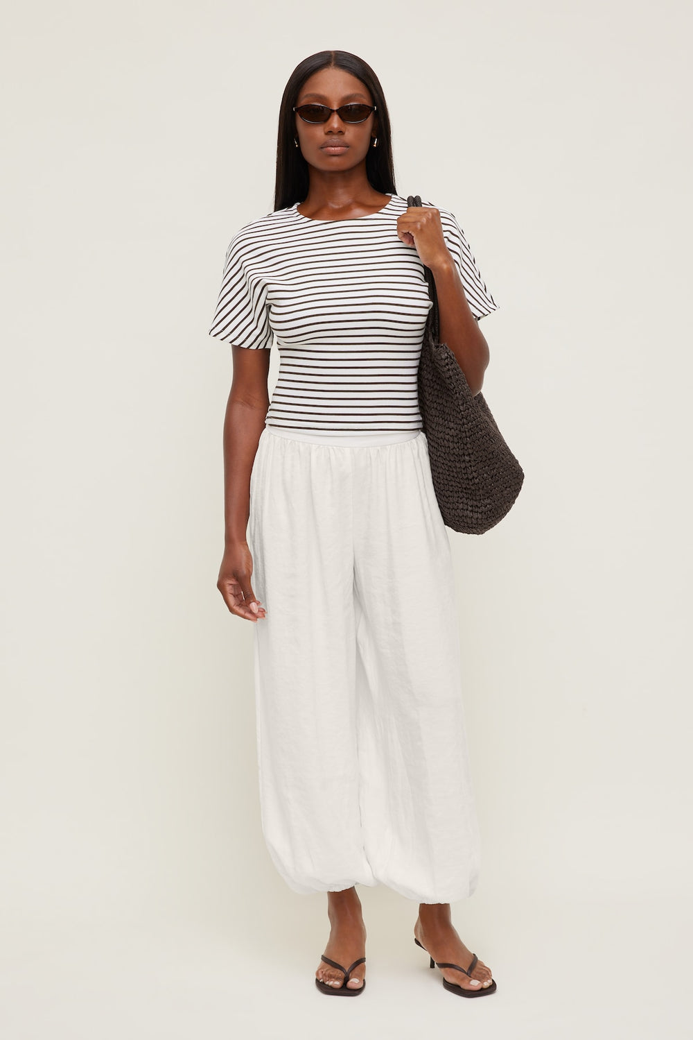 Dynamite Outlet | Andrea Striped Cotton T Shirt White