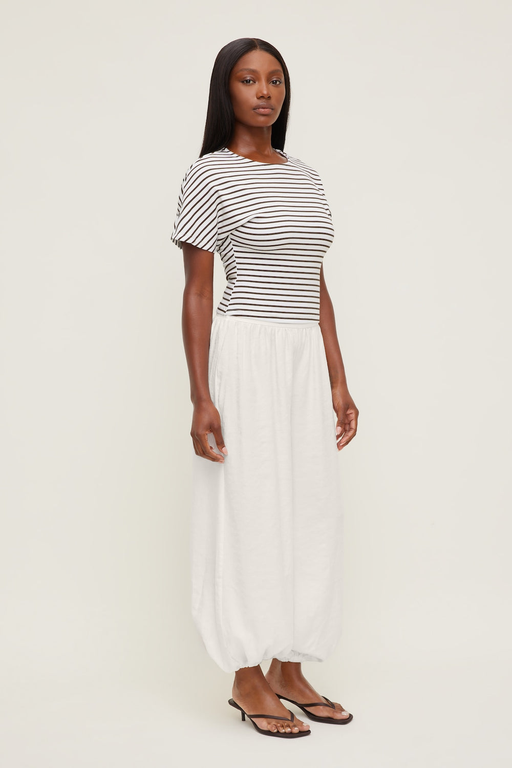 Dynamite Outlet | Andrea Striped Cotton T Shirt White