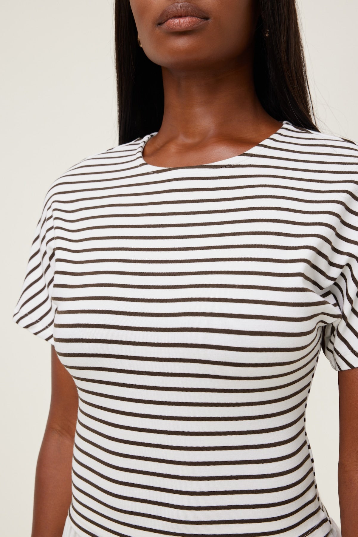 Dynamite Outlet | Andrea Striped Cotton T Shirt White