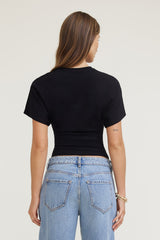 Dynamite Website Shop | Andrea Shirred Jersey T Shirt Black