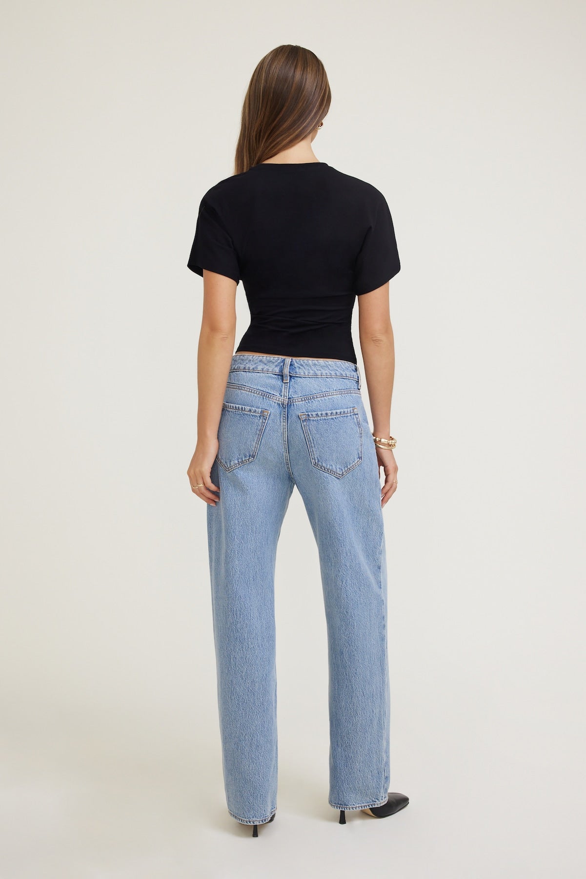 Dynamite Website Shop | Andrea Shirred Jersey T Shirt Black