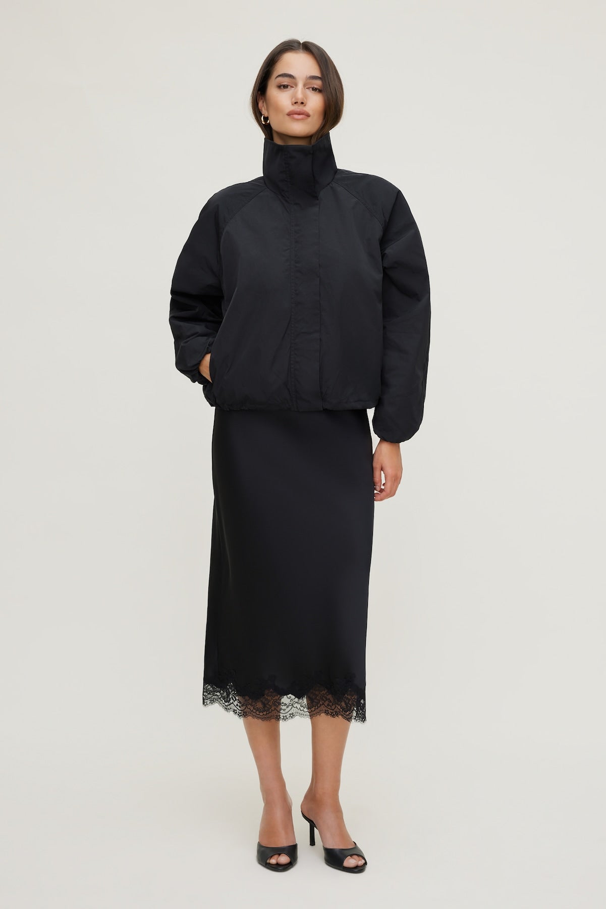 Dynamite Outlets | High Neck Drawstring Jacket Black