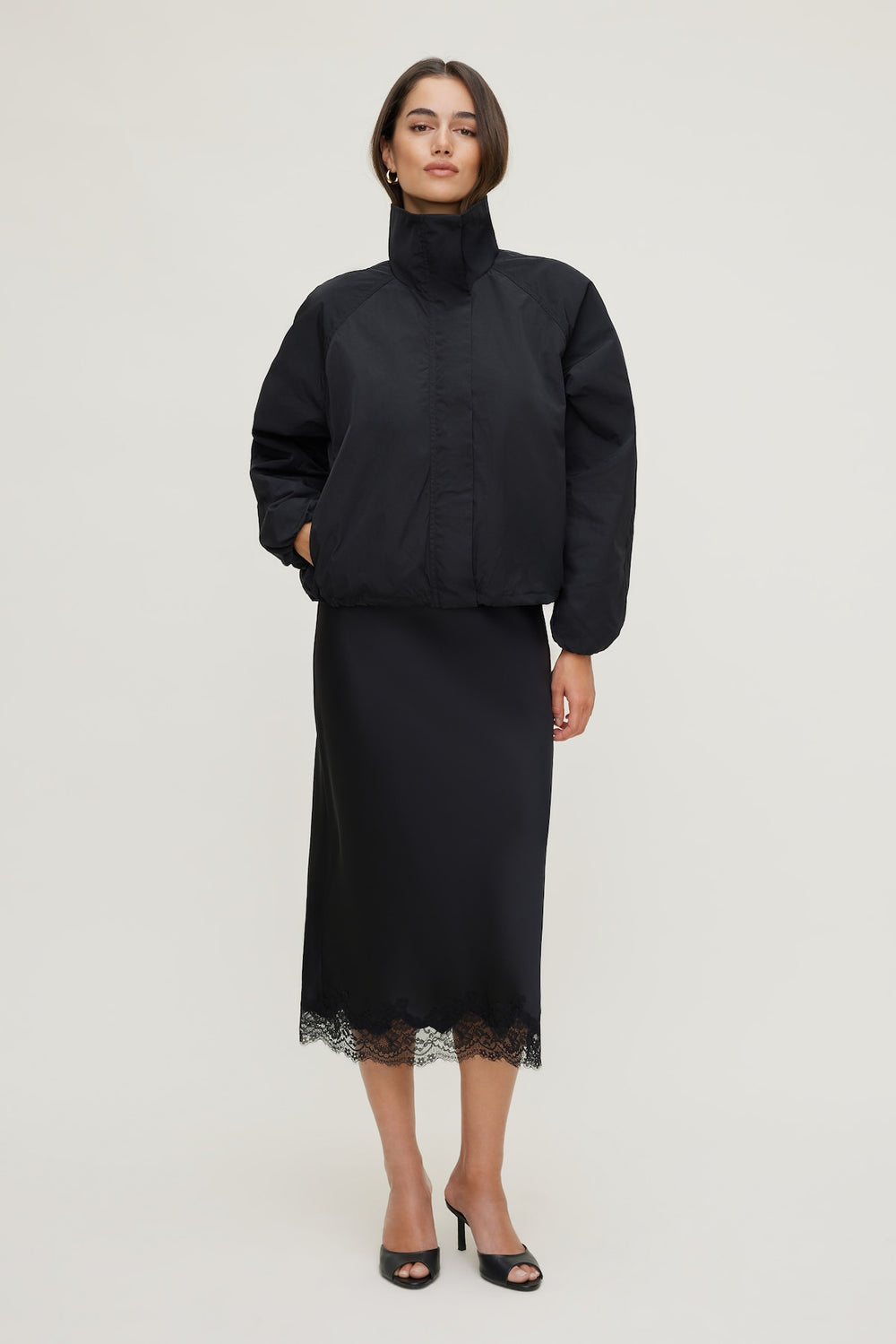 Dynamite Outlets | High Neck Drawstring Jacket Black