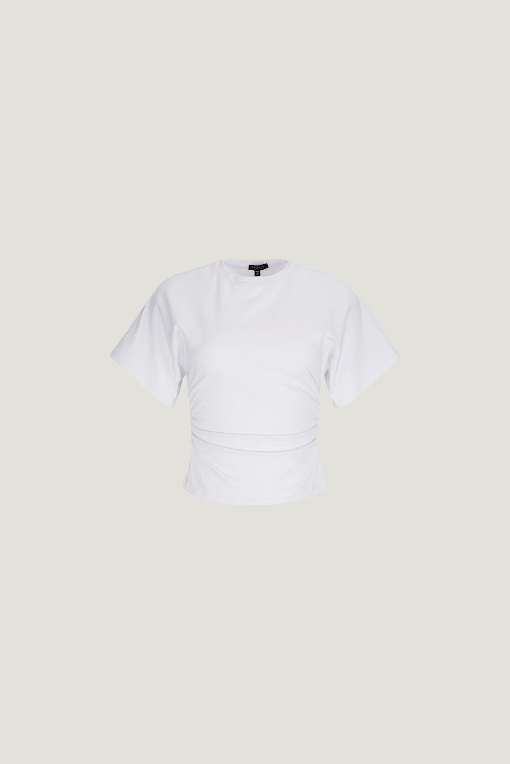 Dynamite US | Andrea Shirred Cotton Spandex T Shirt White