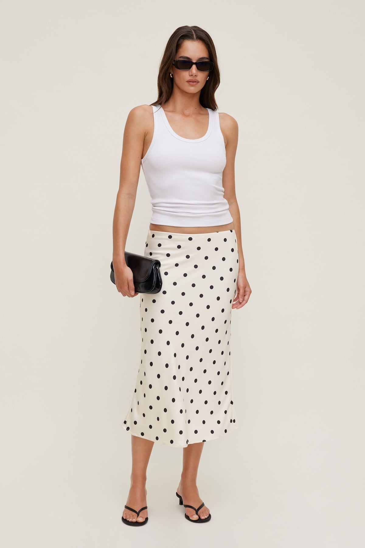 Dynamite Online | Delila Satin Midi Skirt Black