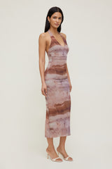 Dynamite Online | Reia Halter Mesh Maxi Dress Pink