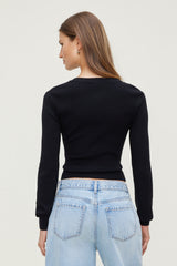 Dynamite On Sale | Rebecca Crewneck Cardigan Black