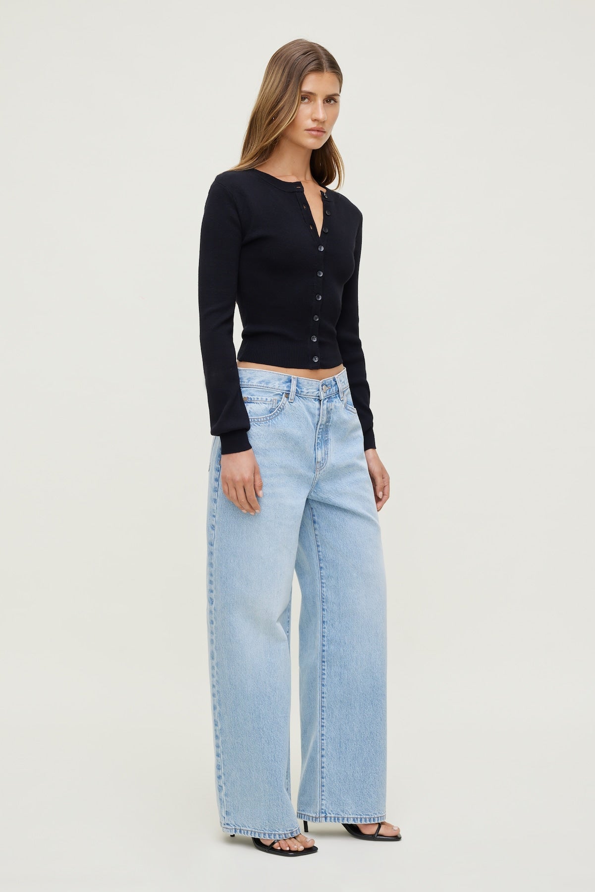 Dynamite On Sale | Rebecca Crewneck Cardigan Black