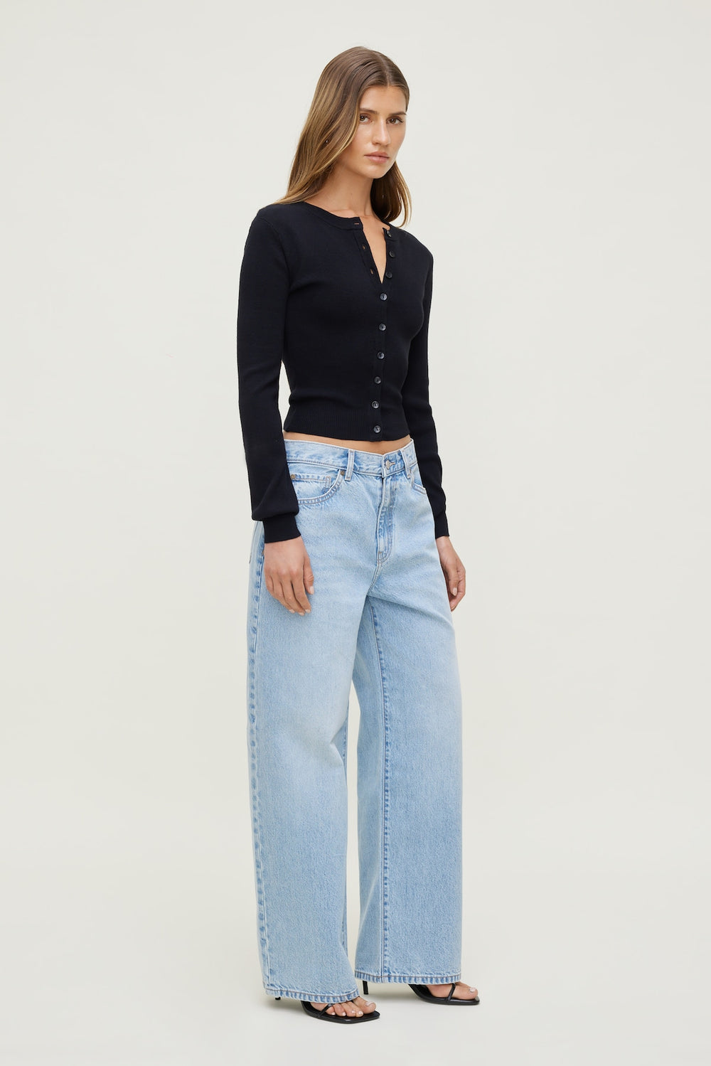 Dynamite On Sale | Rebecca Crewneck Cardigan Black