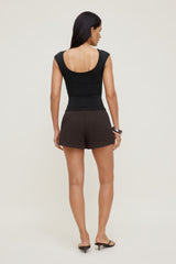 Dynamite Online | Sculpt Cap Sleeve T Shirt Black