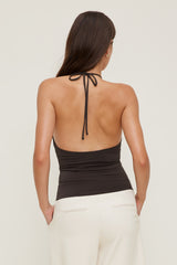 Dynamite On Sale | Sculpt Plunge Halter Top Brown