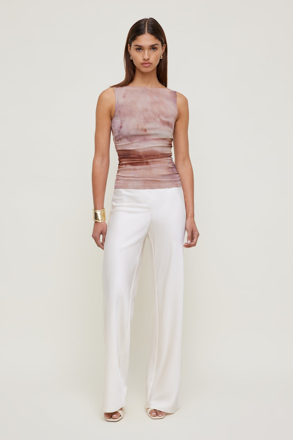 Dynamite Online | Nola Printed Mesh Tank Top Pink