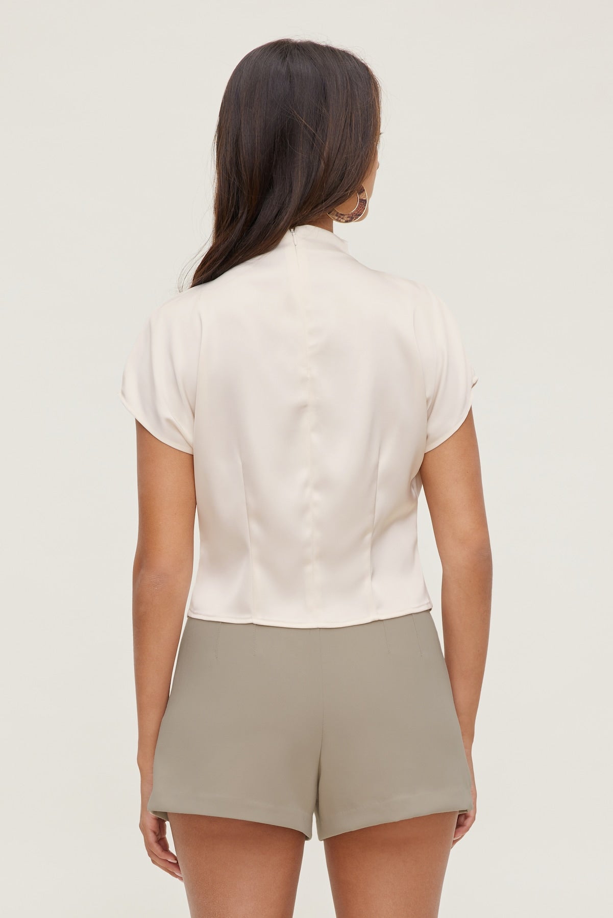 Dynamite Store | Ella Layered Satin Blouse Beige