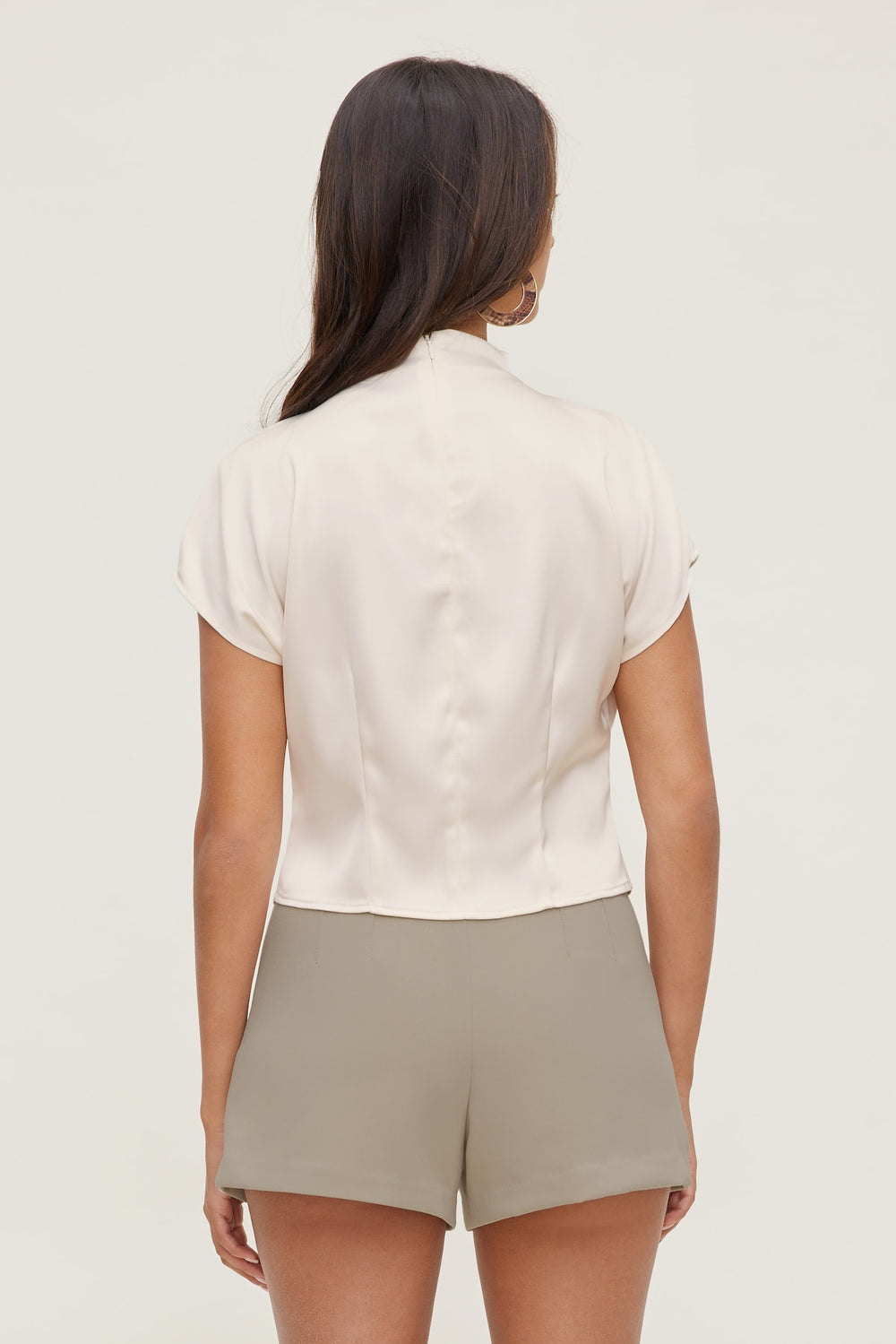Dynamite Store | Ella Layered Satin Blouse Beige