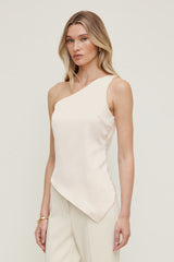Dynamite Website Shop | Single Shoulder Satin Top Beige