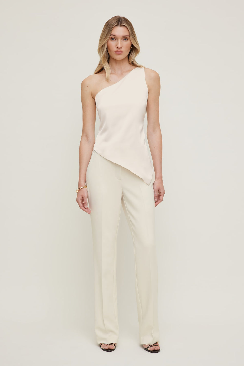 Dynamite Website Shop | Single Shoulder Satin Top Beige