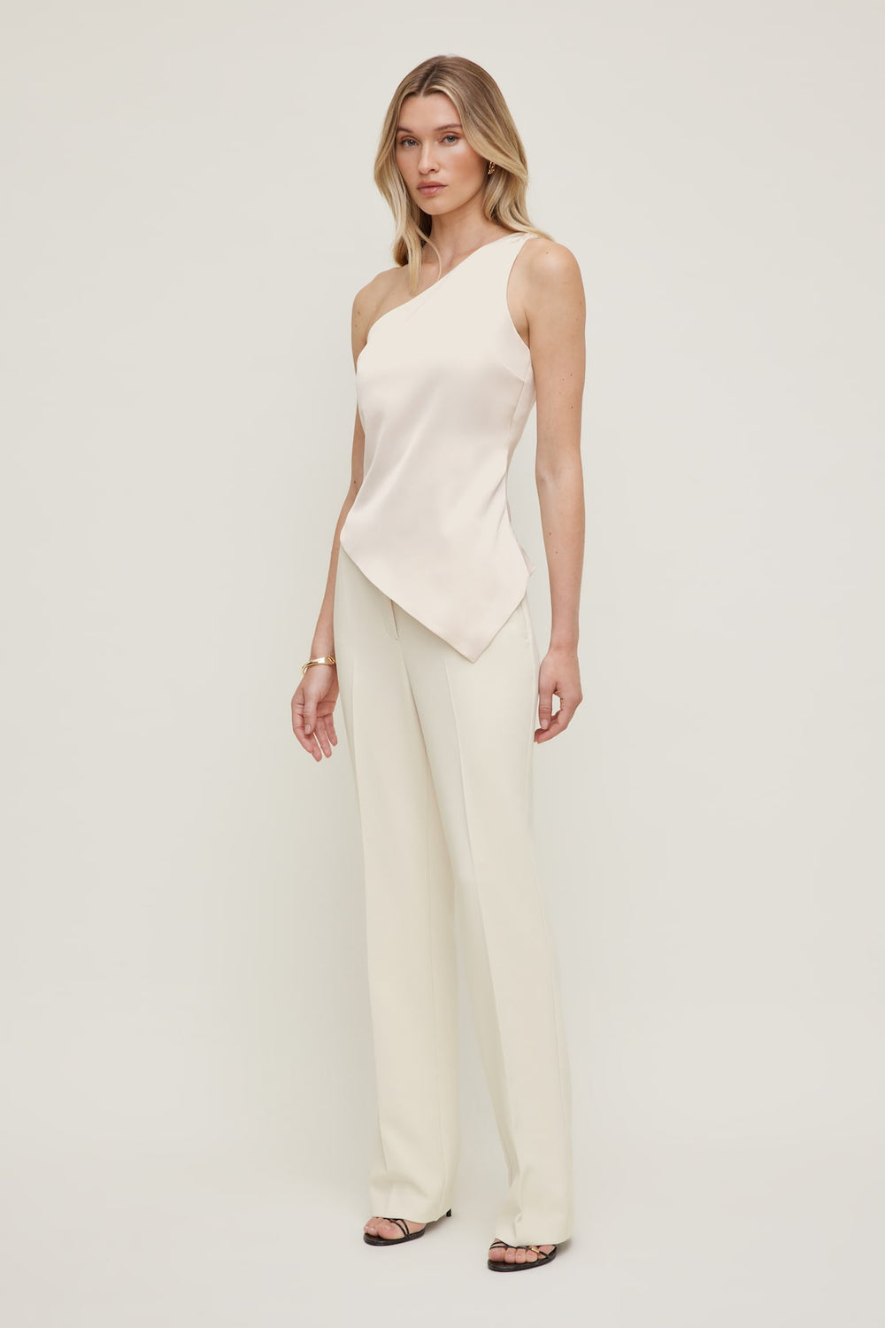 Dynamite Website Shop | Single Shoulder Satin Top Beige